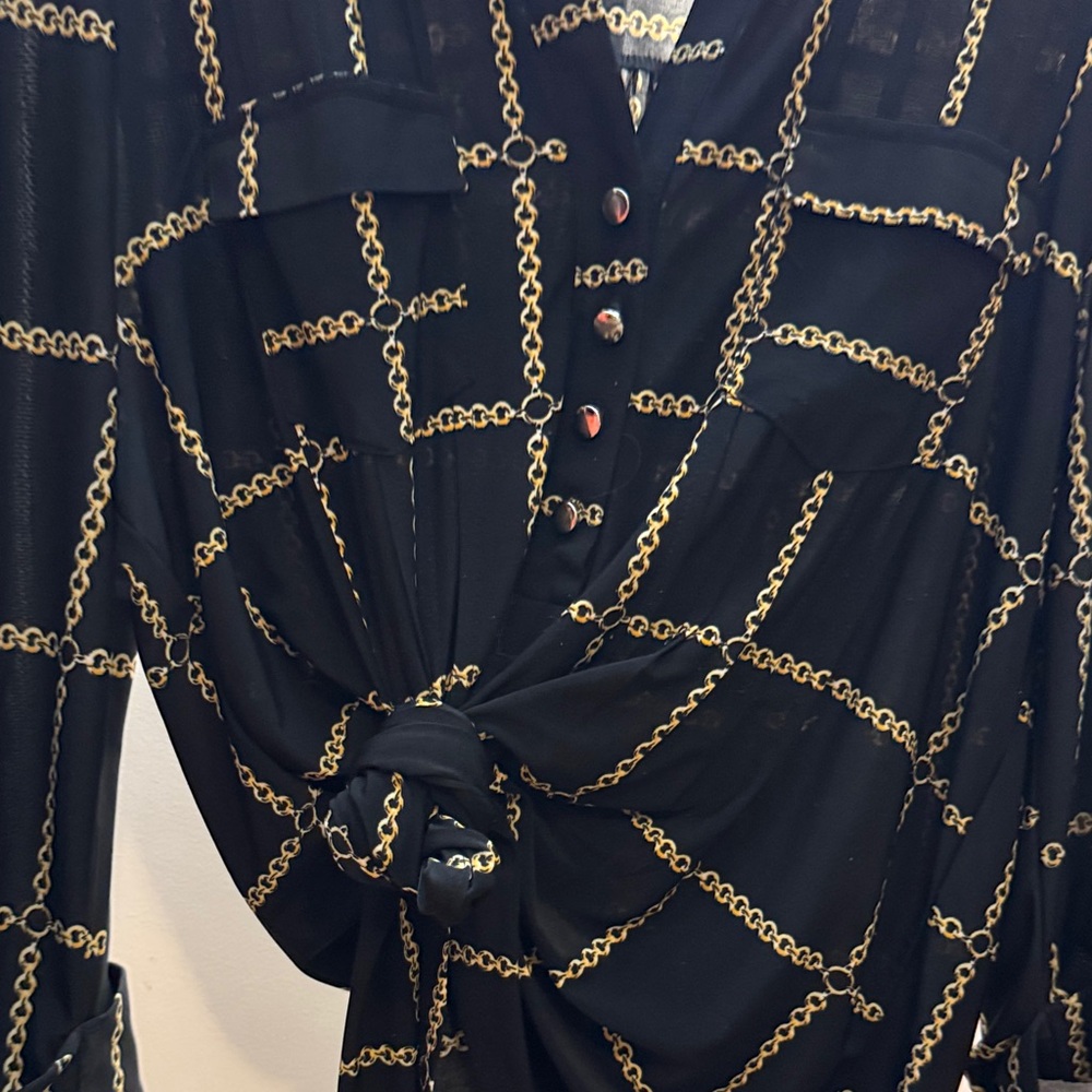 Cocomo Black and Gold Chain Print Blouse
